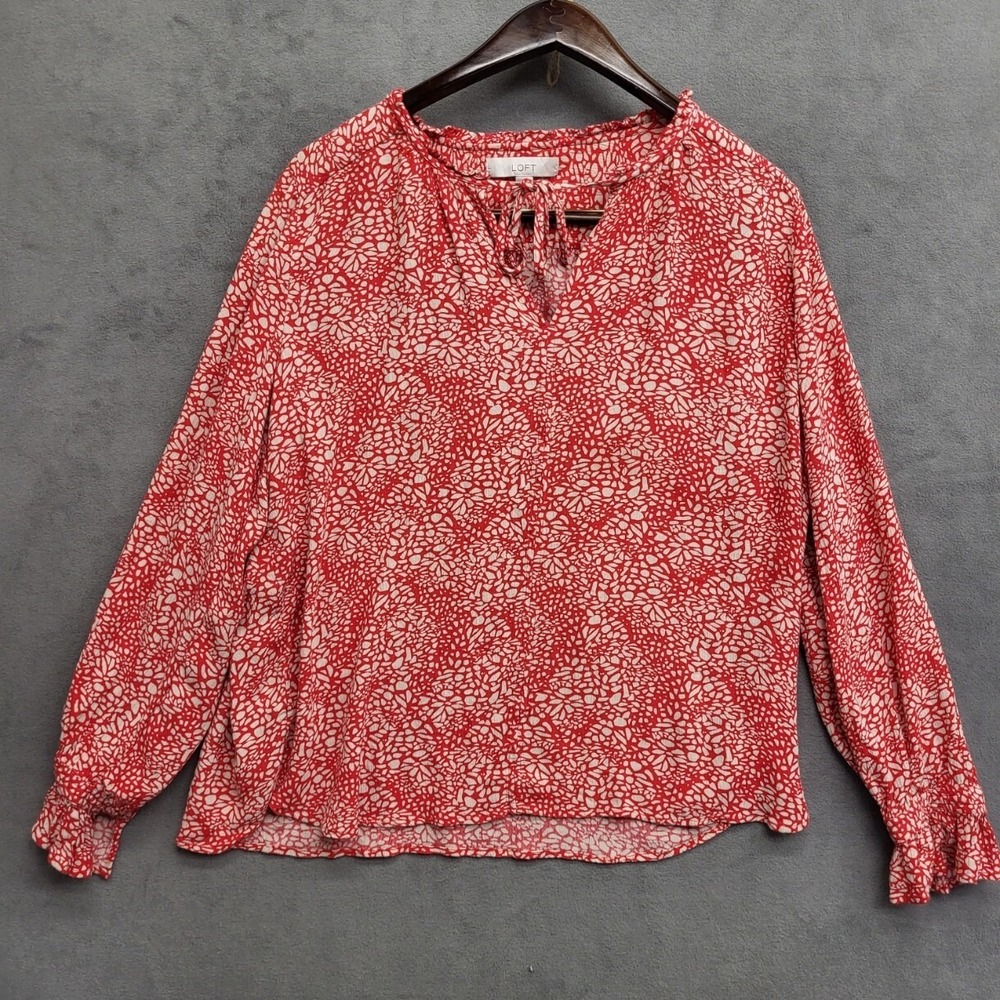 Loft Peasant Blouse Women‎ Size Medium Geometric Casual Classic Office Boho